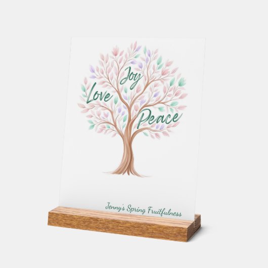 Spring Tree with Scripture – Personalized Easter Acryl Bord (Hoek)