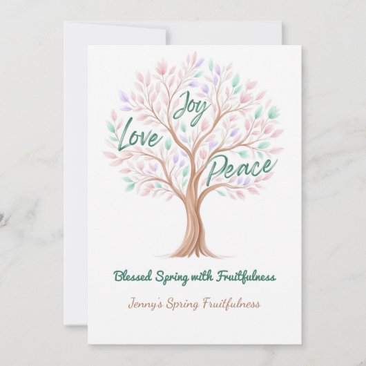 Spring Tree with Scripture – Personalized Easter Feestdagenkaart (Voorkant)
