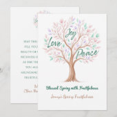 Spring Tree with Scripture – Personalized Easter Feestdagenkaart (Voorkant / Achterkant)