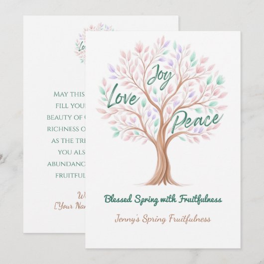 Spring Tree with Scripture – Personalized Easter Feestdagenkaart (Voorkant / Achterkant)