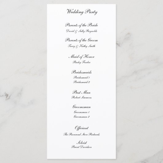 Spring Trees 2 huwelijksprogramma Programmakaart (Achterkant)