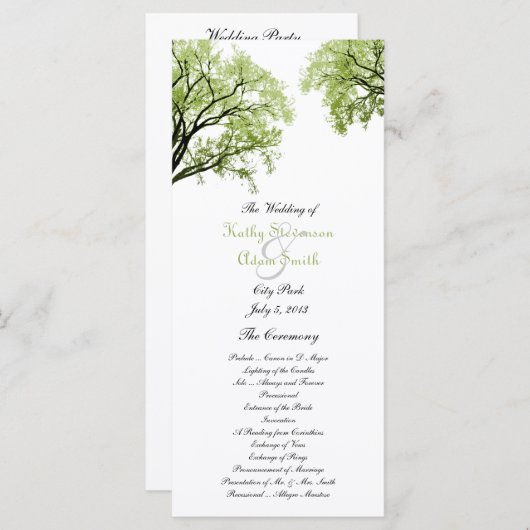 Spring Trees 2 huwelijksprogramma Programmakaart (Voorkant / Achterkant)