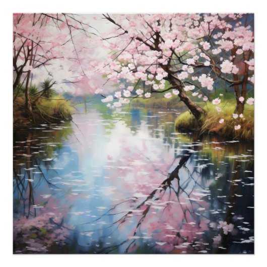 Spring Trees River Foto Afdruk (Voorkant)