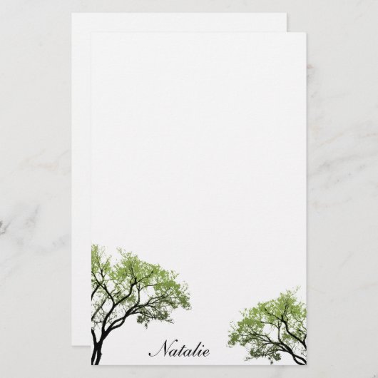 Spring Trees Stationery Briefpapier (Voorkant / Achterkant)