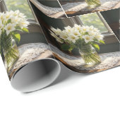 Spring Trilliums boeket in het venster van de boer Cadeaupapier (Rol Hoek)