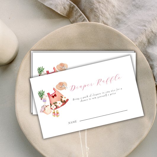 Spring Tuin Kleding Baby shower Luier Raffle Informatiekaartje
