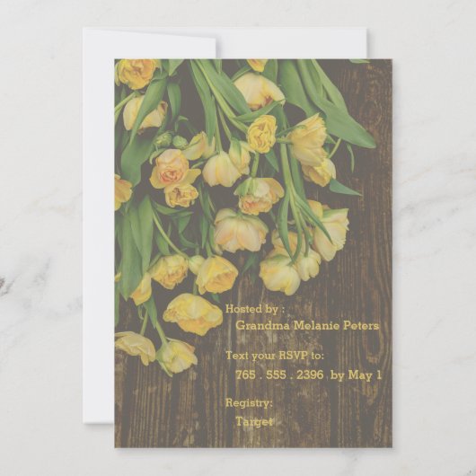 Spring Tulip Baby shower Uitnodiging (Achterkant)