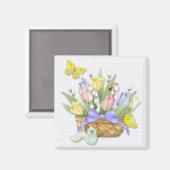 Spring Tulip Basket Magneet (Voorkant / Achterkant)