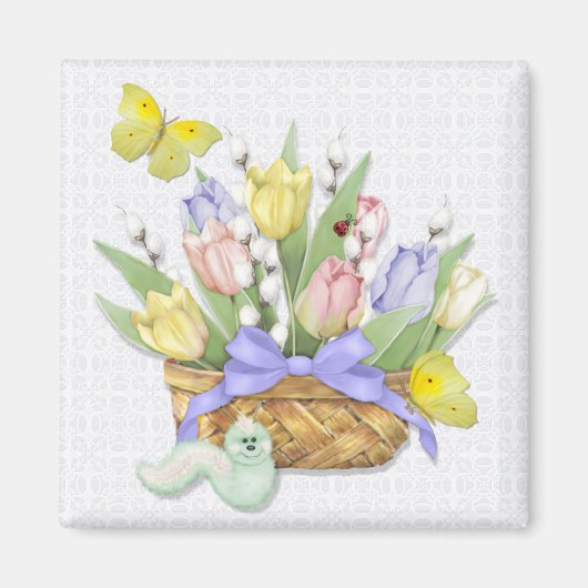Spring Tulip Basket Magneet (Voorkant)