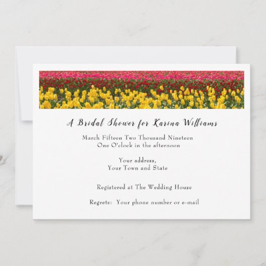 Spring Tulip Bridal Shower Invitation Kaart (Voorkant)