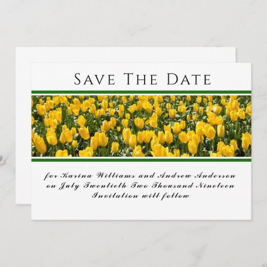 Spring Tulip Bruiloft Flat Save The Date Kaart (Voorkant / Achterkant)