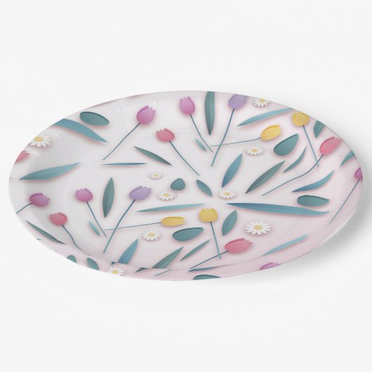 Spring Tulip & Daisy Papier Borden Papieren Bordje (Gekanteld)