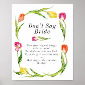 Spring Tulip Don't Say Bride Bridal Shower Game Poster (Voorkant)