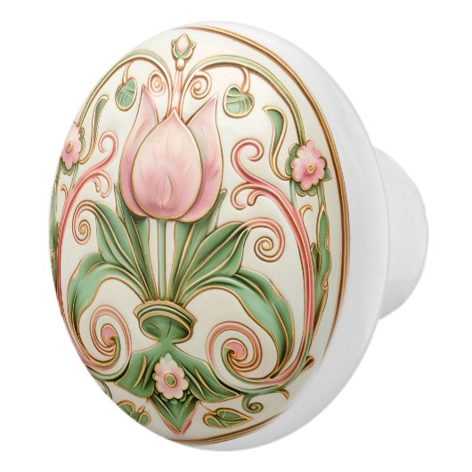 Spring Tulip Elegance Keramische Knob Pull Keramische Knop (Rechts)
