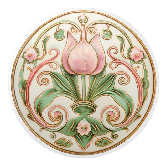 Spring Tulip Elegance Keramische Knob Pull Knop (Voorkant)