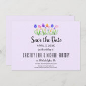 Spring Tulip Elegante Lavendel Moderne bruiloft Save The Date (Voorkant / Achterkant)