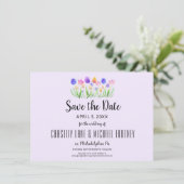 Spring Tulip Elegante Lavendel Moderne bruiloft Save The Date (Staand voorkant)