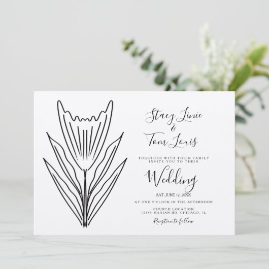 Spring Tulip Floral Hand Drawn Earthy Kaart (Staand voorkant)