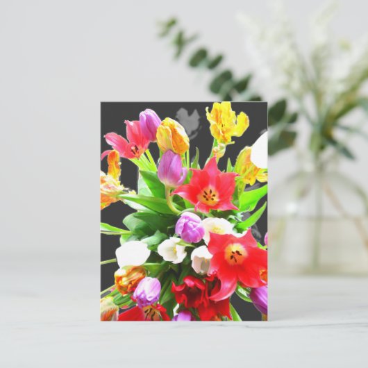 Spring Tulip Flowers Briefkaart (Staand voorkant)