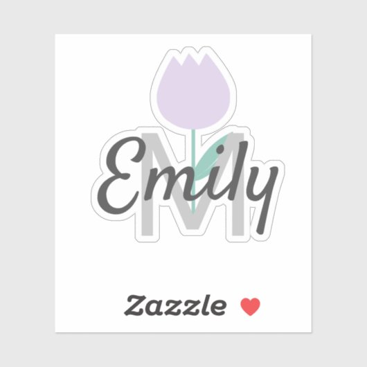 Spring Tulip Monogramed Custom Name Sticker (Vel)