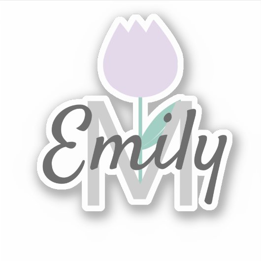Spring Tulip Monogramed Custom Name Sticker (Voorkant)