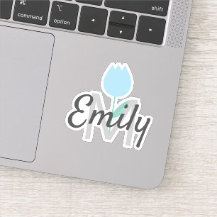 Spring Tulip Monogramed Custom Name Sticker
