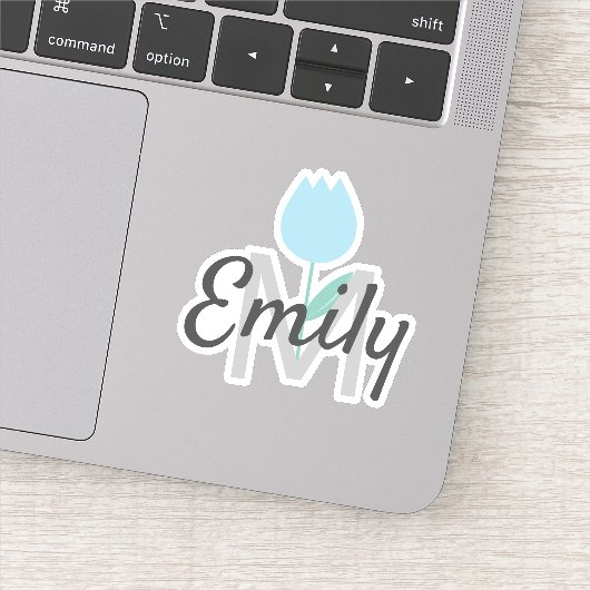 Spring Tulip Monogramed Custom Name Sticker (Detail)