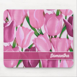 Spring Tulip Painting Custom Name Gift Muismat