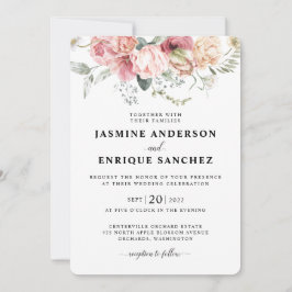 Spring Tulip Waterverf Boeket Bruiloft Uitnodiging