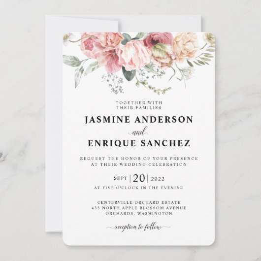 Spring Tulip Waterverf Boeket Bruiloft Uitnodiging (Voorkant)