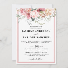 Spring Tulip Waterverf Boeket Bruiloft Uitnodiging