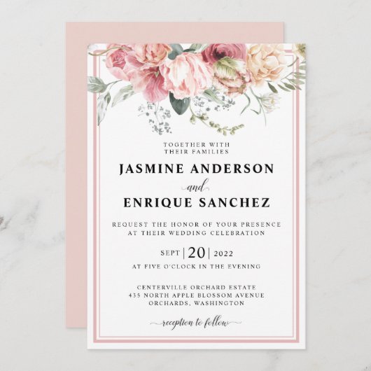 Spring Tulip Waterverf Boeket Bruiloft Uitnodiging (Voorkant / Achterkant)