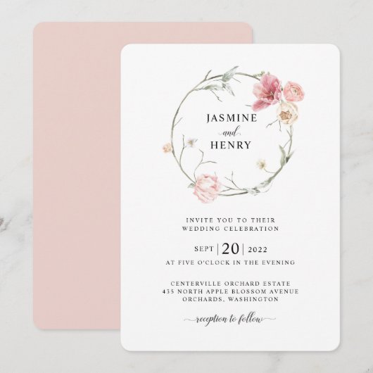 Spring Tulip Waterverf Boeket Bruiloft Uitnodiging (Voorkant / Achterkant)