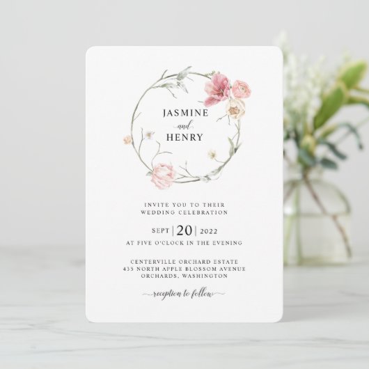 Spring Tulip Waterverf Boeket Bruiloft Uitnodiging (Staand voorkant)