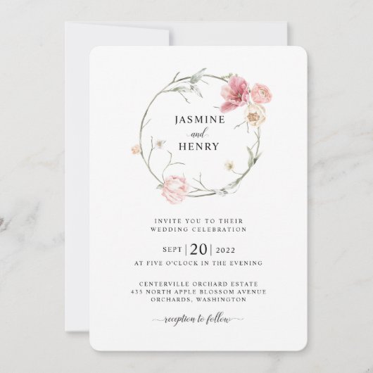 Spring Tulip Waterverf Boeket Bruiloft Uitnodiging (Voorkant)