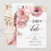 Spring Tulip Waterverf Boeket | Foto Save The Date (Voorkant / Achterkant)