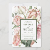 Spring Tulip Waterverf Boeket Invitation Kaart (Voorkant)