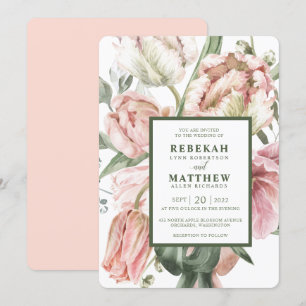 Spring Tulip Waterverf Boeket Invitation Kaart