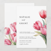 Spring Tulip Wedding Kaart (Voorkant / Achterkant)