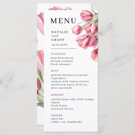 Spring Tulip Wedding Menu (Voorkant / Achterkant)