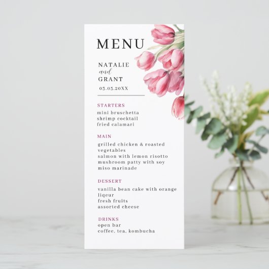 Spring Tulip Wedding Menu (Staand voorkant)