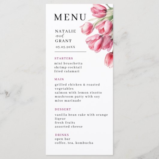 Spring Tulip Wedding Menu (Voorkant)