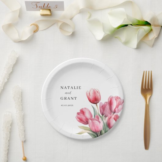 Spring Tulip Wedding Papieren Bordje (Huwelijk)