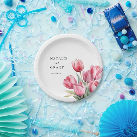 Spring Tulip Wedding Papieren Bordje (Feest)
