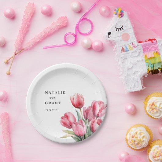 Spring Tulip Wedding Papieren Bordje (Feest)