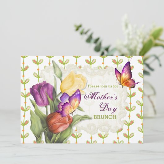 Spring Tulips 2 Moederdag Brunch Kaart (Staand voorkant)