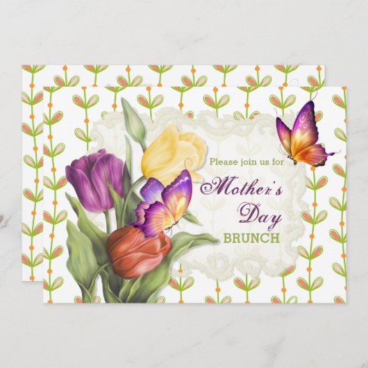 Spring Tulips 2 Moederdag Brunch Kaart (Voorkant / Achterkant)