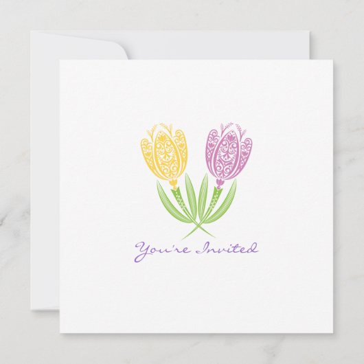 Spring Tulips - Baby shower Uitnodiging (Achterkant)