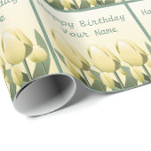 Spring Tulips Birthday Custom Yellow Wrap Cadeaupapier (Rol Hoek)