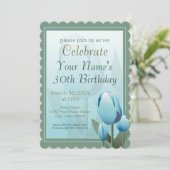 Spring Tulips Birthday Party Turquoise Kaart (Staand voorkant)